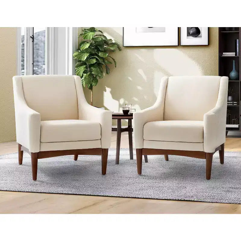Ensemble de 2 fauteuils de style moderne du milieu du siècle avec accoudoirs inclinés