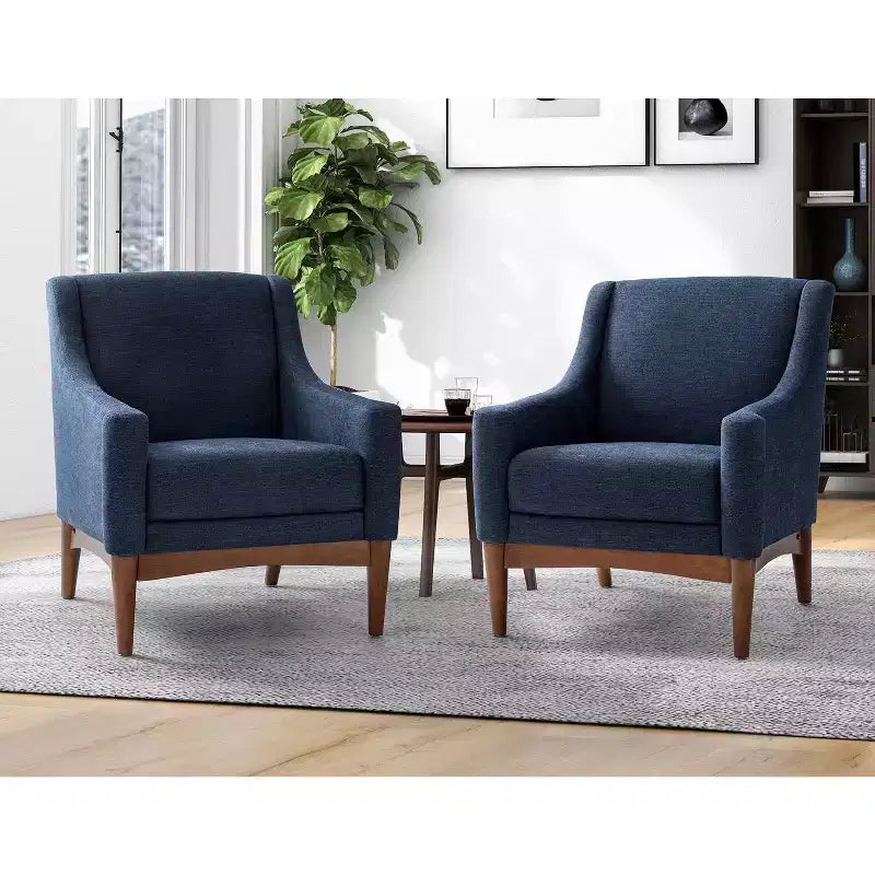 Ensemble de 2 fauteuils de style moderne du milieu du siècle avec accoudoirs inclinés
