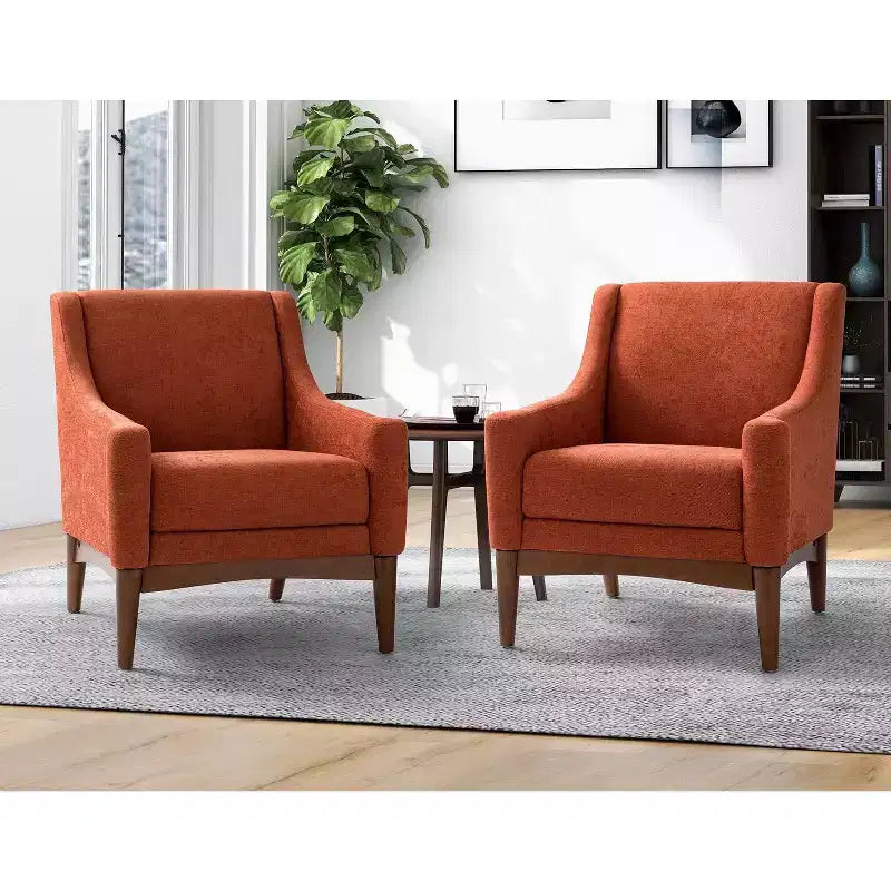Set of 2 Gerard Mid-century Modern Style Armchair with Sloped Arms| ART OF LIVING DESIGNS
