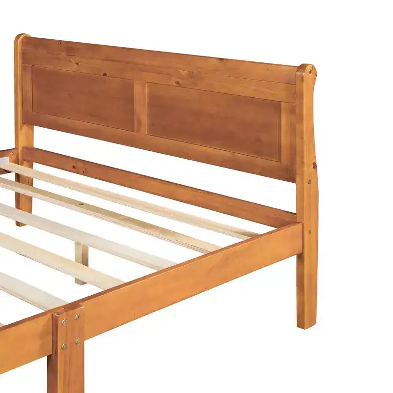 Lit plateforme pleine grandeur en bois avec tête de lit et support à lattes en bois