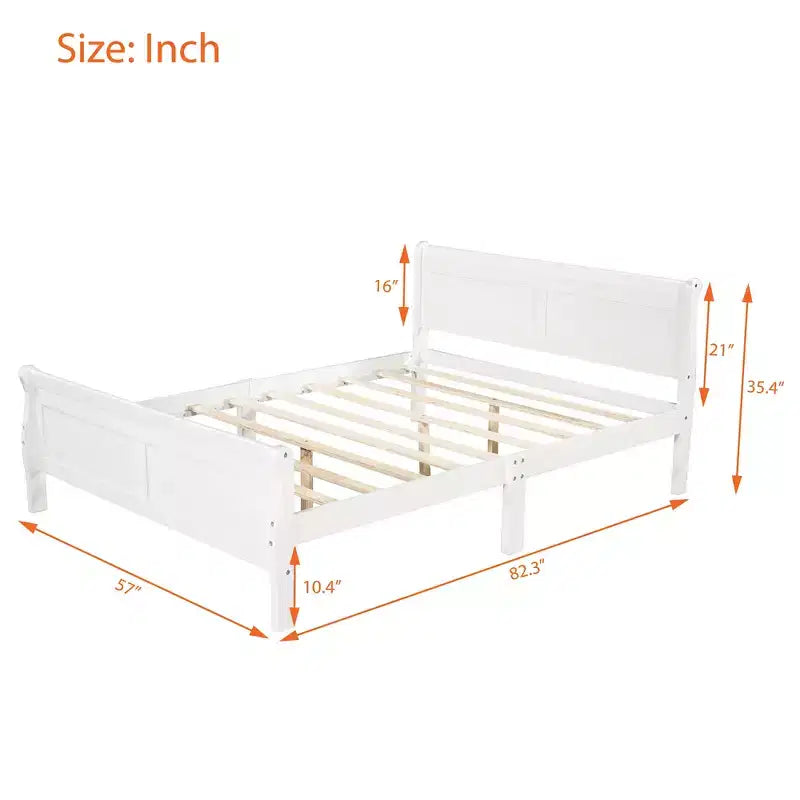 Lit plateforme pleine grandeur en bois avec tête de lit et support à lattes en bois