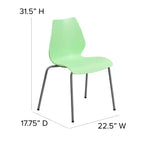Lot de 4 chaises empilables de 350 kg avec support lombaire et cadre argenté