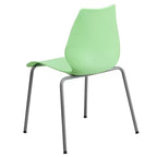 Lot de 4 chaises empilables de 350 kg avec support lombaire et cadre argenté