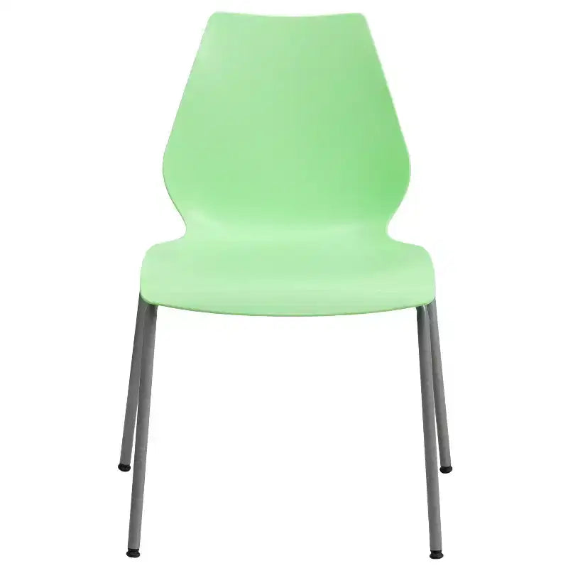Lot de 4 chaises empilables de 350 kg avec support lombaire et cadre argenté