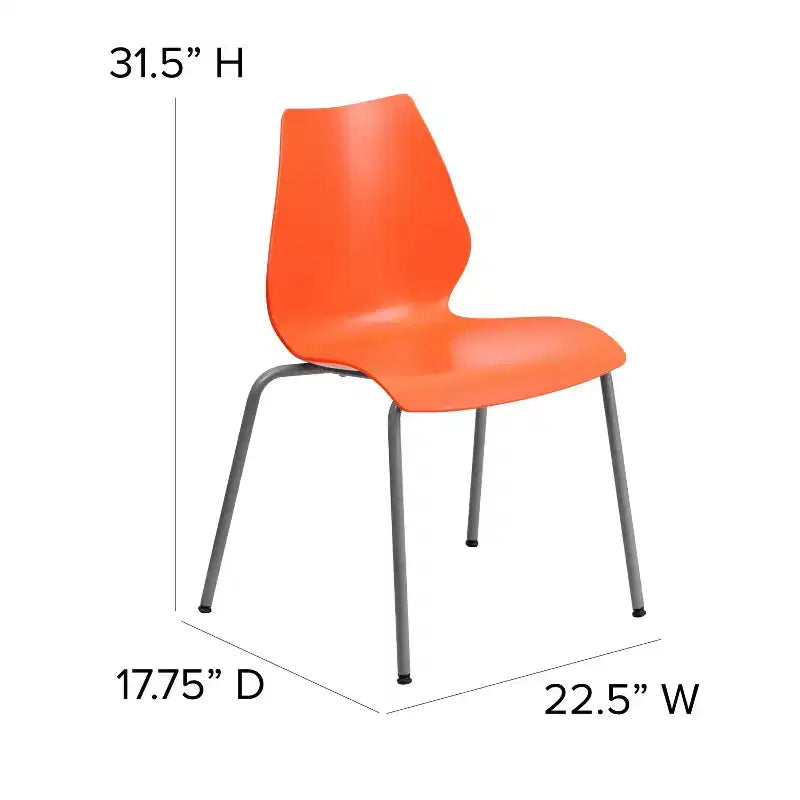 Lot de 4 chaises empilables de 350 kg avec support lombaire et cadre argenté