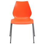 Lot de 4 chaises empilables de 350 kg avec support lombaire et cadre argenté