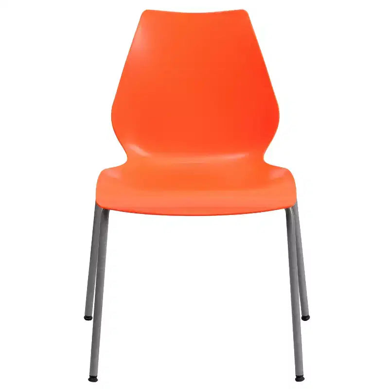 Lot de 4 chaises empilables de 350 kg avec support lombaire et cadre argenté