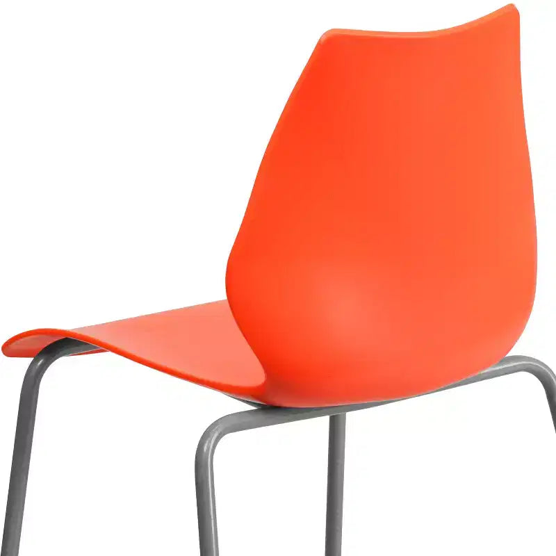 Lot de 4 chaises empilables de 350 kg avec support lombaire et cadre argenté