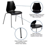 Lot de 4 chaises empilables de 350 kg avec support lombaire et cadre argenté