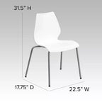 Lot de 4 chaises empilables de 350 kg avec support lombaire et cadre argenté