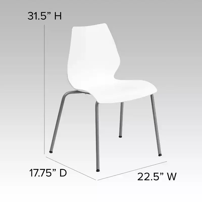 Lot de 4 chaises empilables de 350 kg avec support lombaire et cadre argenté