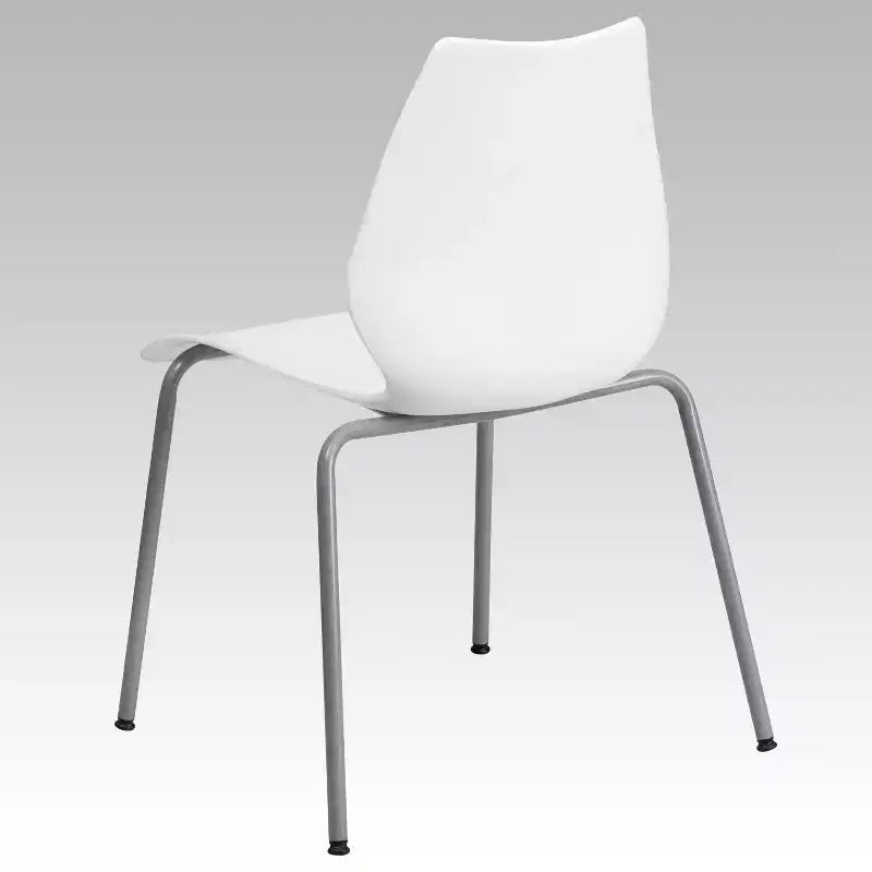 Lot de 4 chaises empilables de 350 kg avec support lombaire et cadre argenté