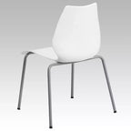 Lot de 4 chaises empilables de 350 kg avec support lombaire et cadre argenté
