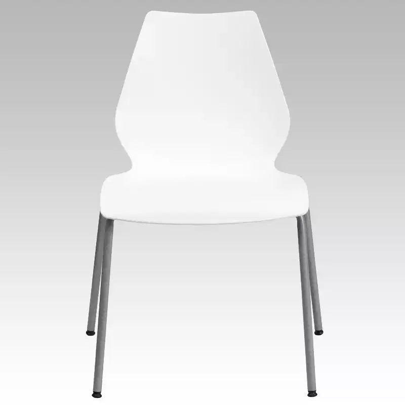 Lot de 4 chaises empilables de 350 kg avec support lombaire et cadre argenté