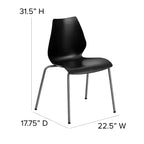 Lot de 4 chaises empilables de 350 kg avec support lombaire et cadre argenté