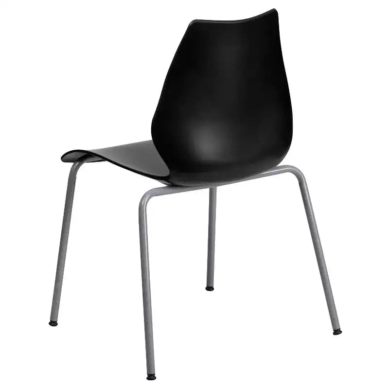 Lot de 4 chaises empilables de 350 kg avec support lombaire et cadre argenté