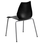Lot de 4 chaises empilables de 350 kg avec support lombaire et cadre argenté
