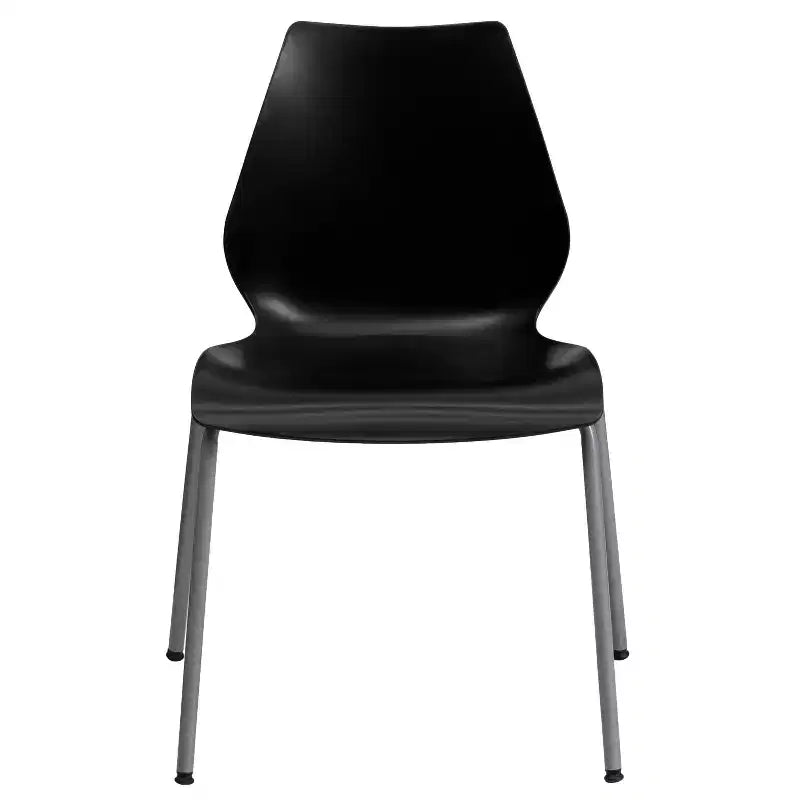 Lot de 4 chaises empilables de 350 kg avec support lombaire et cadre argenté