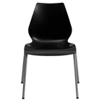 Lot de 4 chaises empilables de 350 kg avec support lombaire et cadre argenté