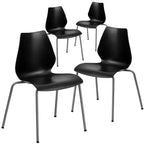 Lot de 4 chaises empilables de 350 kg avec support lombaire et cadre argenté
